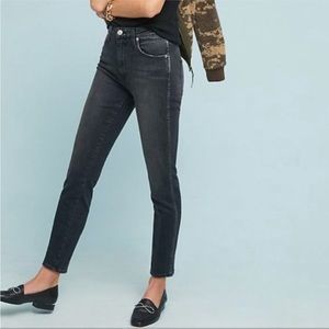 AMO High Rise Stix Crop Skinny Jeans In Washed Black Size 28 Slightly Stretchy